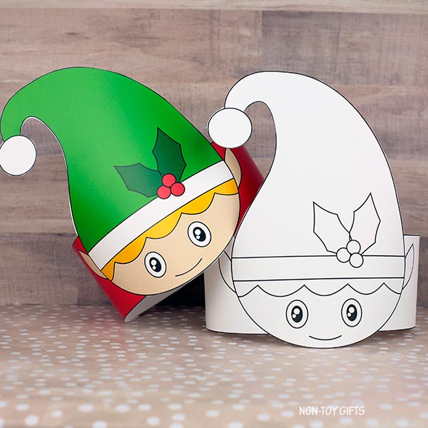 Elf Paper Hat Craft Printable Christmas Craft for Kids – Non-Toy