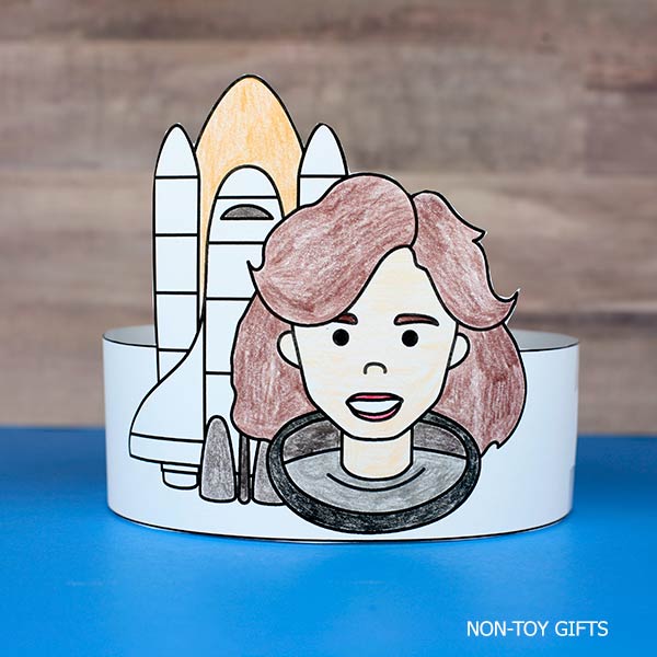 Ellen Ochoa paper hat craft printable for kids to color and assemble