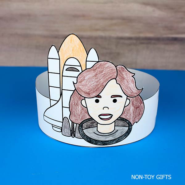 Space-themed headband craft showing astronaut Ellen Ochoa