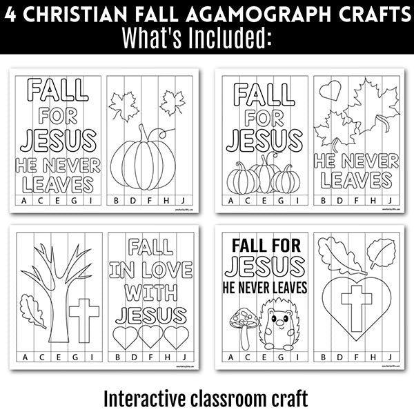 Educational Christian printable featuring Fall for Jesus agamographs. Faith-based learning resource for teachers and parents that supports fine motor development and Bible lesson reinforcement.