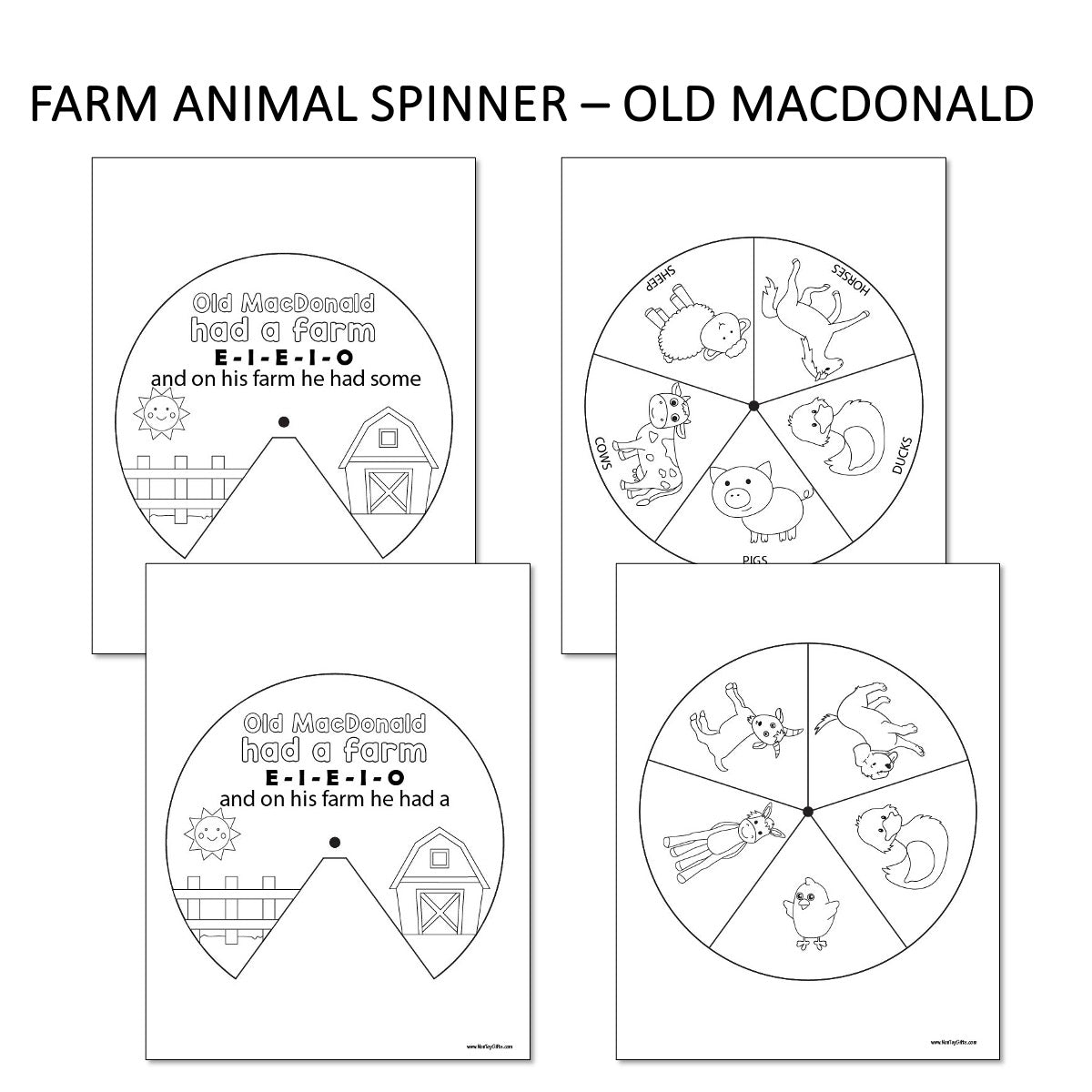 Old MacDonald had a farm spinner crat printable