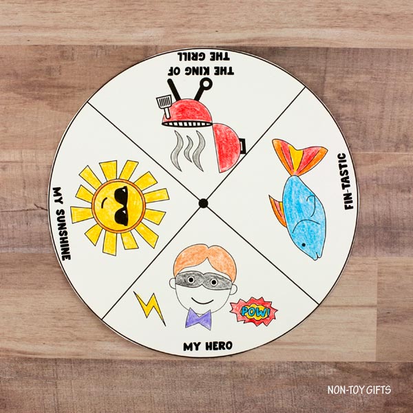 Father's Day Coloring Spinner Wheel Craft