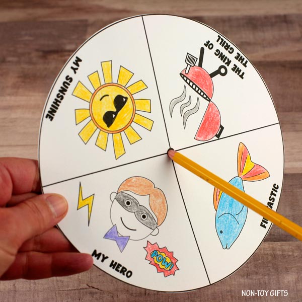 Father's Day Coloring Spinner Wheel Craft