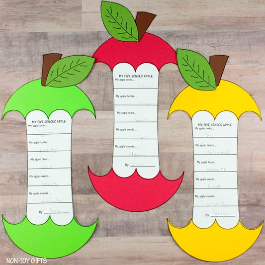 Five Senses Apple Craft and Writing Activity