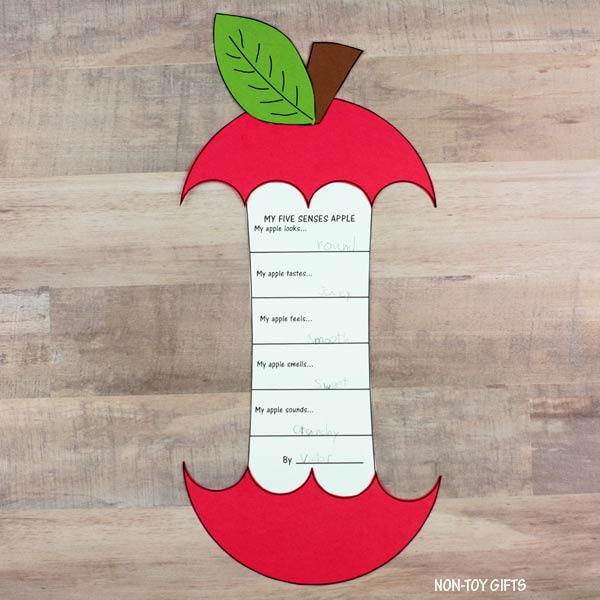 Five Senses Apple Craft and Writing Activity