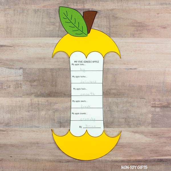 Five Senses Apple Craft and Writing Activity