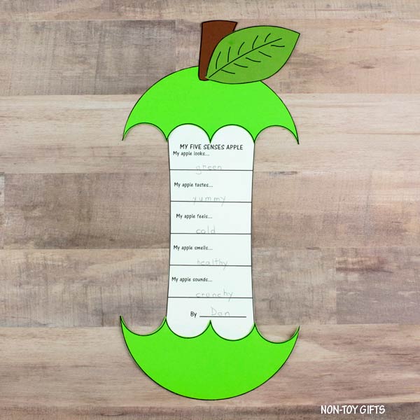 Five Senses Apple Craft and Writing Activity