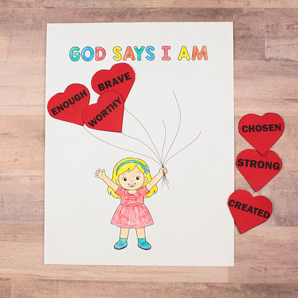 Bible affirmation craft for kids teaching identity in Christ through a printable balloon activity for Christian classrooms, homeschool, and VBS.