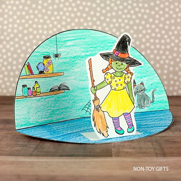 Halloween Diorama Coloring Craft