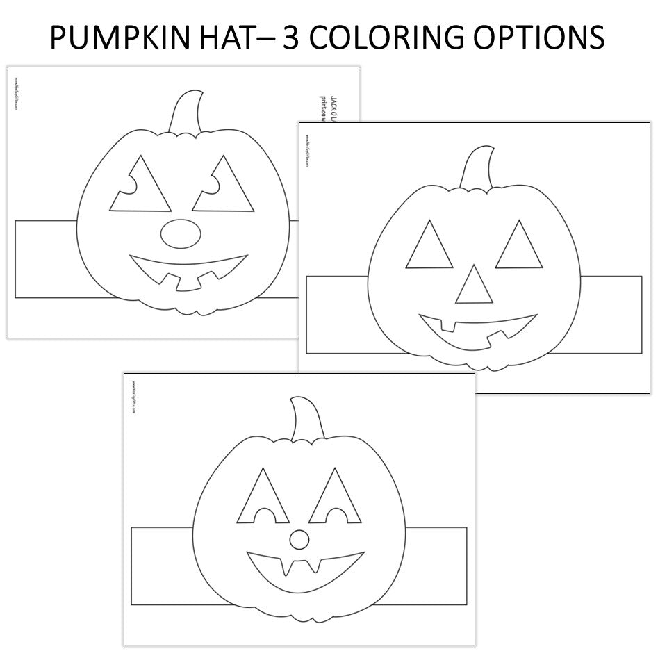 Halloween pumpkin paper hats - craft printable for preschoolers and older kids