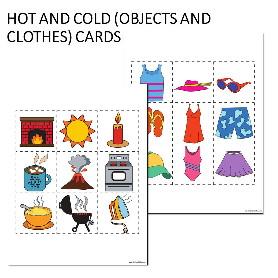 Hands-on hot and cold learning printable for preschool and kindergarten