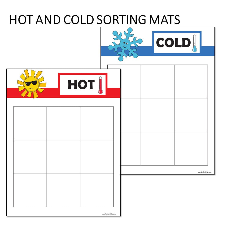 Printable hot and cold activity for kids learning basic science concepts
