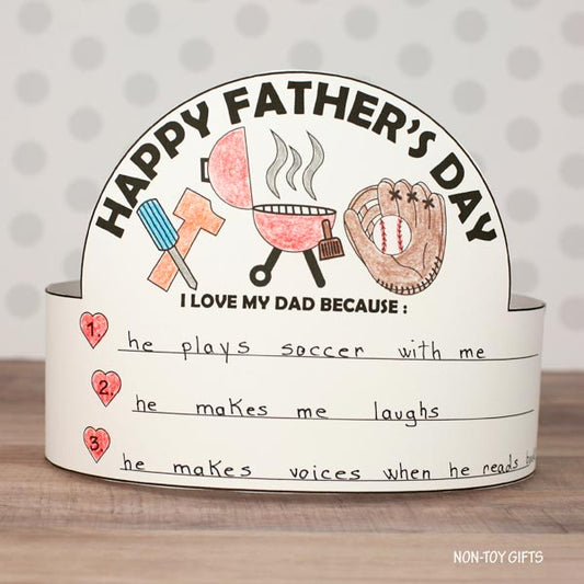 Father's Day Hat - I Love My Dad Because... - Writing and Coloring Headband