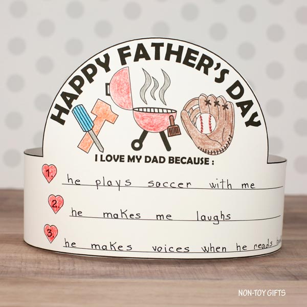 Father's Day Hat - I Love My Dad Because... - Writing and Coloring Headband