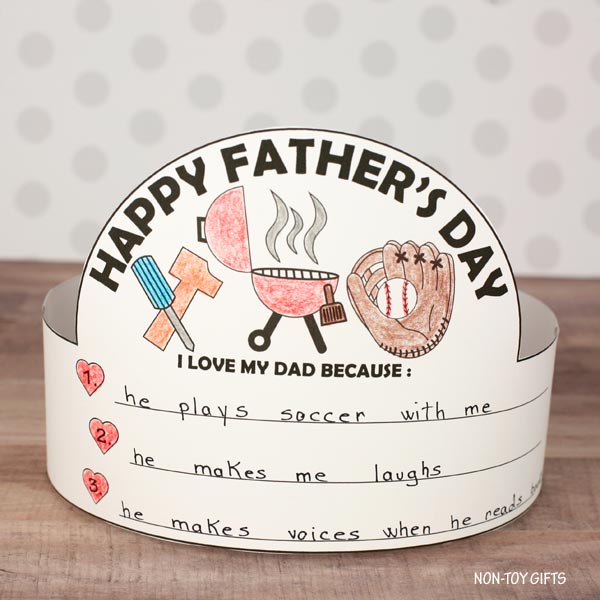 Father's Day Hat - I Love My Dad Because... - Writing and Coloring Headband
