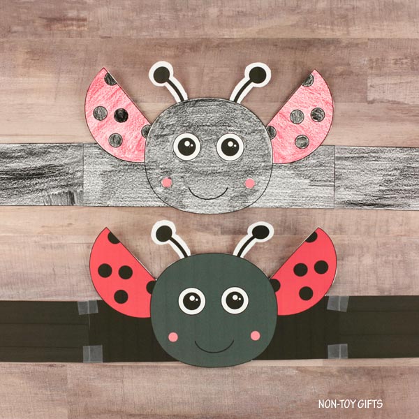 Ladybug Headband - Insect Paper Hat - Spring Coloring Crown Activity