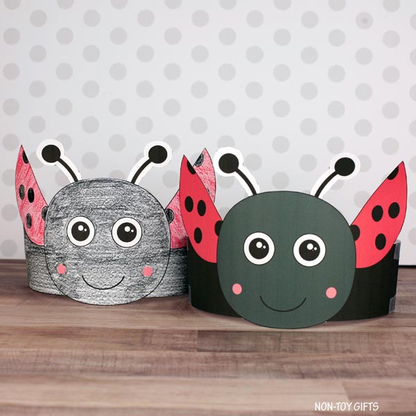 Ladybug Headband - Insect Paper Hat - Spring Coloring Crown Activity