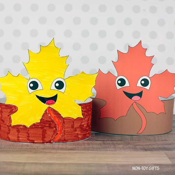 Leaf Paper Hat - Fall Coloring Crown - Nature Headband