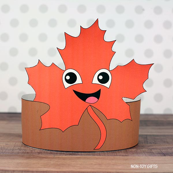 Leaf Paper Hat - Fall Coloring Crown - Nature Headband