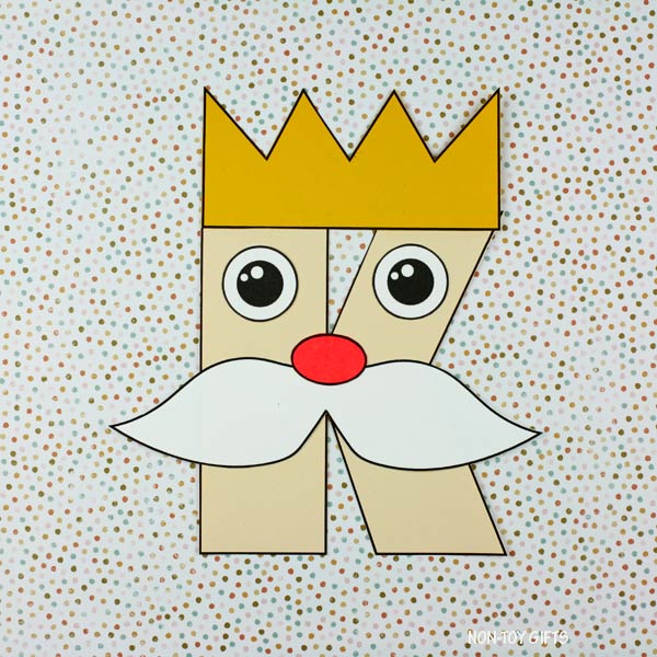 Letter K Craft - K is for King- Uppercase Letter K