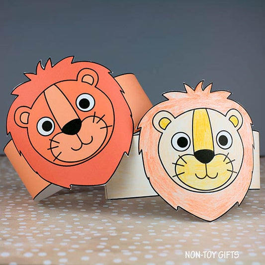 Lion Paper Hat - Zoo Animal Craft - Jungle Animal Coloring Activity