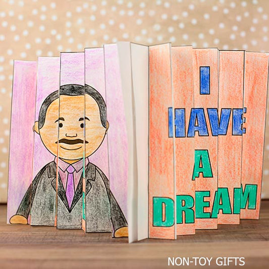 Martin Luther King Jr. agamograph craft printable showing two changing images when folded