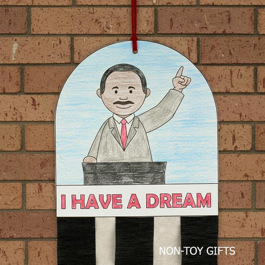 MLK Jr hanging decoration craft printable featuring Martin Luther King Jr and the words I Have a Dream