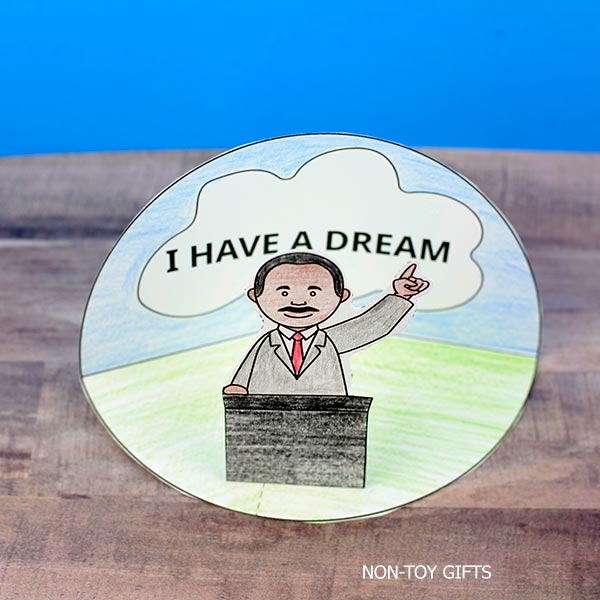 MLK Jr. classroom craft printable with a foldable diorama for MLK Day and Black History Month