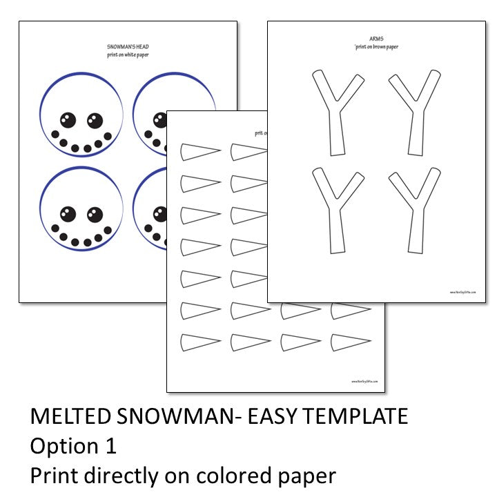 Melted snowman craft printable template. option 1