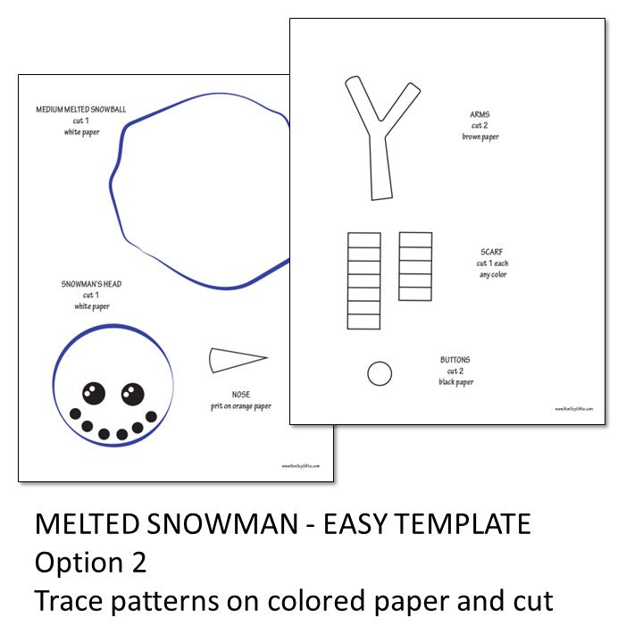 Melted snowman craft printable template -printing option 2