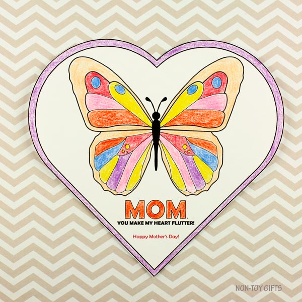 Mother's Day 4 Coloring Heart Cards for Mom or Mum