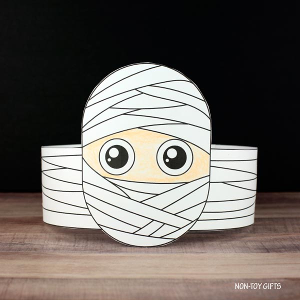 Mummy Paper Hat - Halloween Coloring Crown