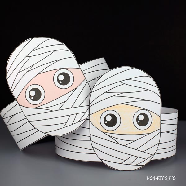 Mummy Paper Hat - Halloween Coloring Crown