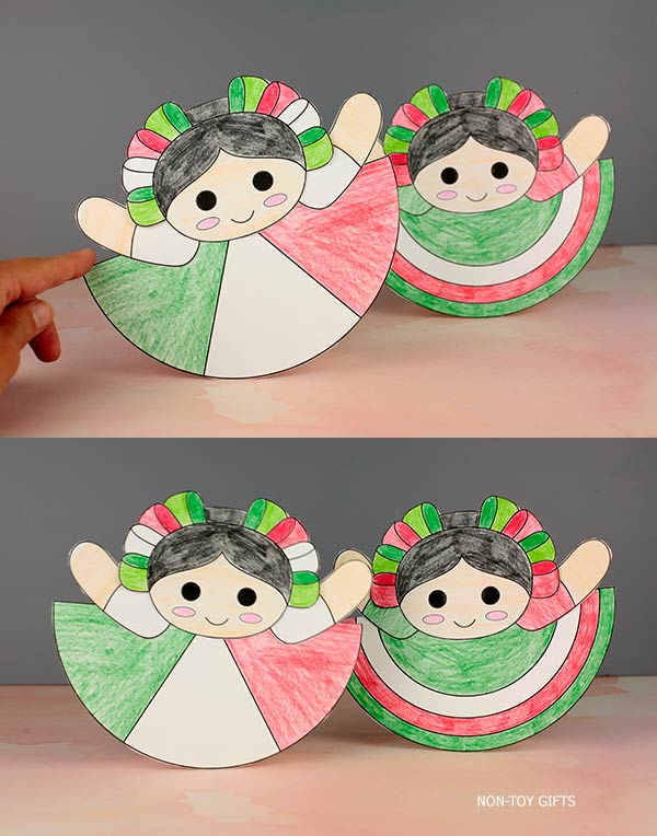 Cultural classroom activity of Mexican rocking doll craft celebrating Cinco de Mayo
