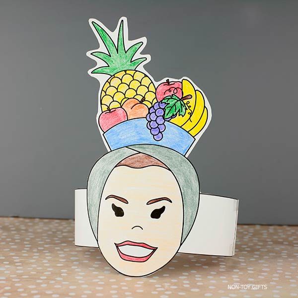 Women’s History Month activity for kids – Carmen Miranda paper hat craft