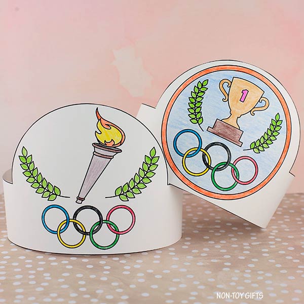 Olympics paper hat printable coloring craft for kids classroom Olympics and field day activity