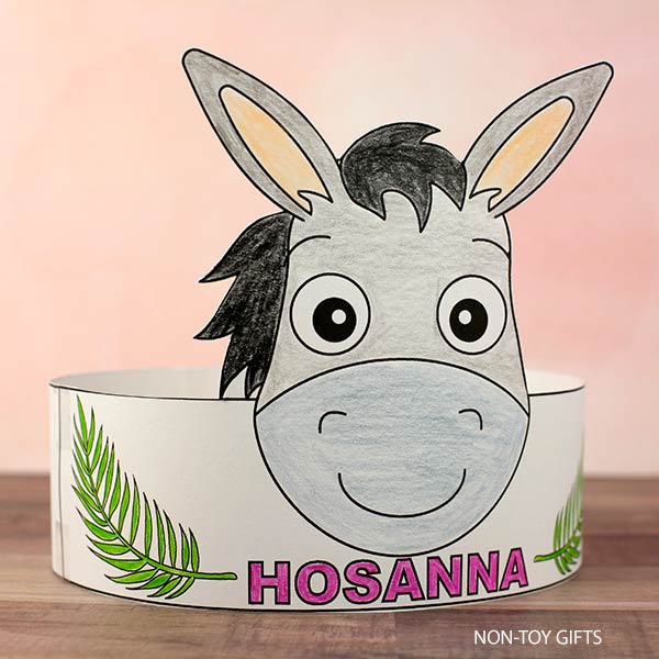 Palm Sunday Craft Printable Hosanna Donkey Paper Hat for Kids Non