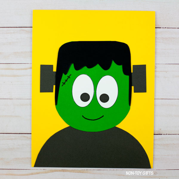 Easy Frankenstein paper craft template for classroom Halloween activity and bulletin board display