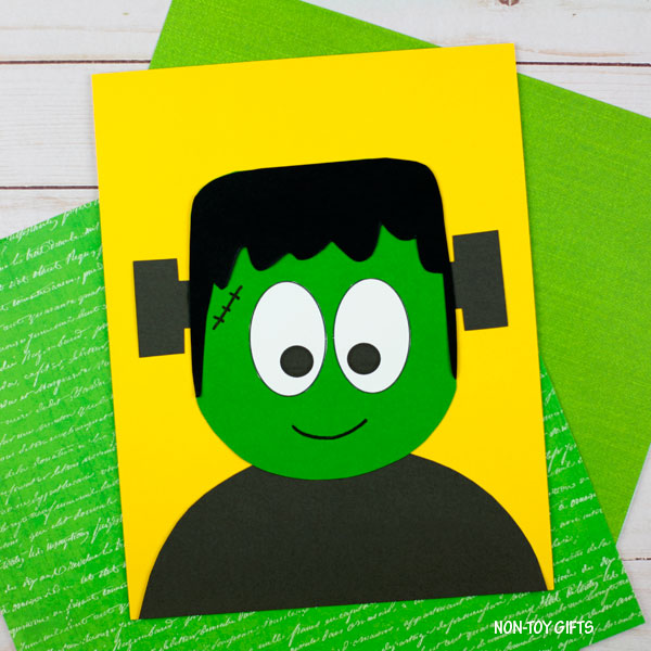 Printable Frankenstein Halloween craft for preschool and kindergarten kids to cut and assemble