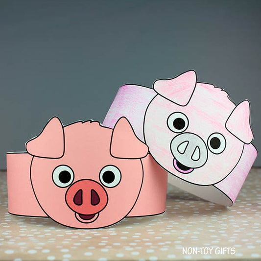 Pig Paper Hat - Farm Animal Craft - Coloring Activity