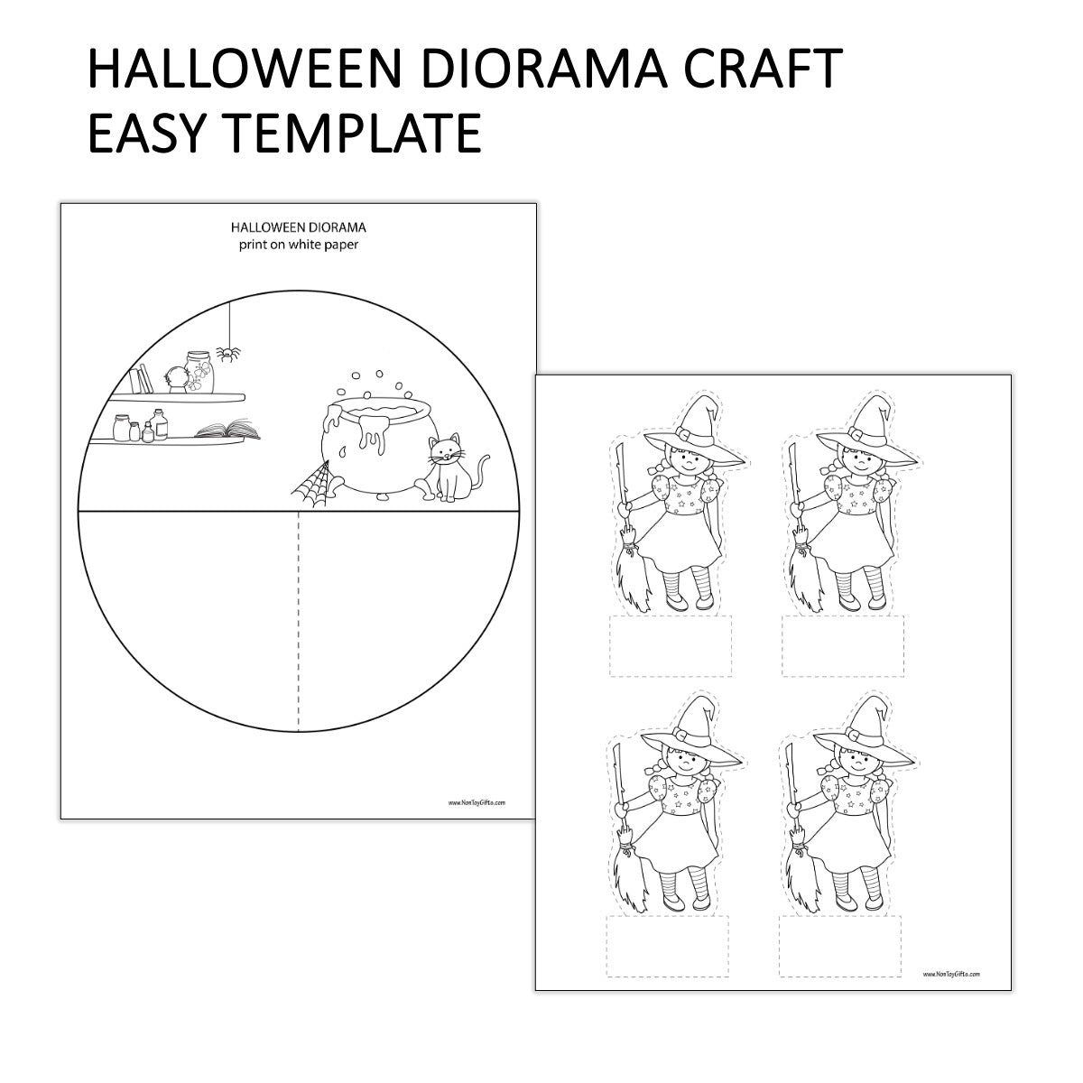 Halloween Diorama Coloring Craft