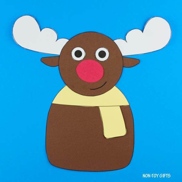 Printable Reindeer Craft for Kids — easy Christmas cut-and-paste activity for preschool and kindergarten. Fun winter classroom project that helps children practice fine motor skills while creating a cute reindeer.