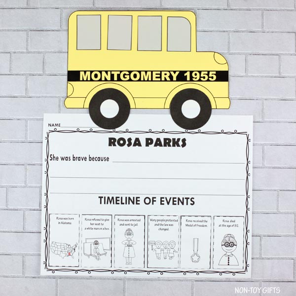 Rosa Parks Craft and Writing Activity with Timeline