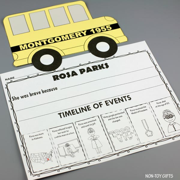 Rosa Parks Craft and Writing Activity with Timeline