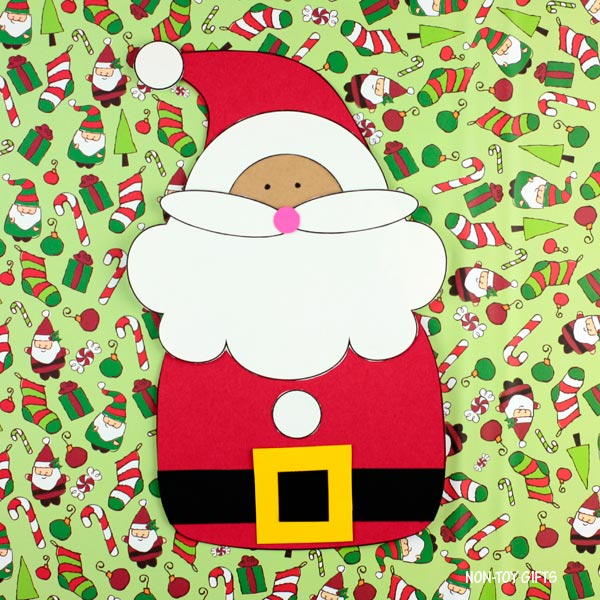 Easy Santa Craft Printable — Christmas art project for kids to cut, glue, and assemble. Perfect for preschool classrooms, kindergarten centers, or homeschool Christmas fun.