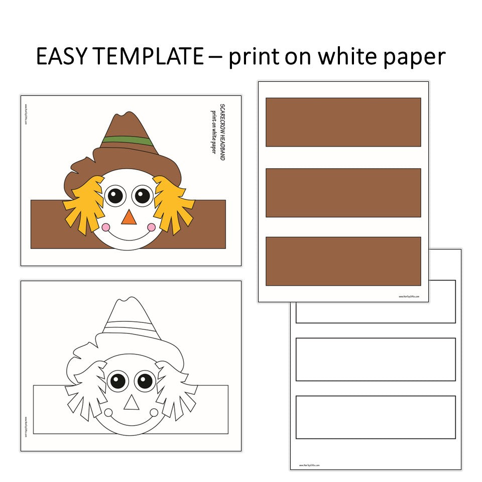 Scarecrow Paper Hat - Fall Coloring Crown - Autumn Headband