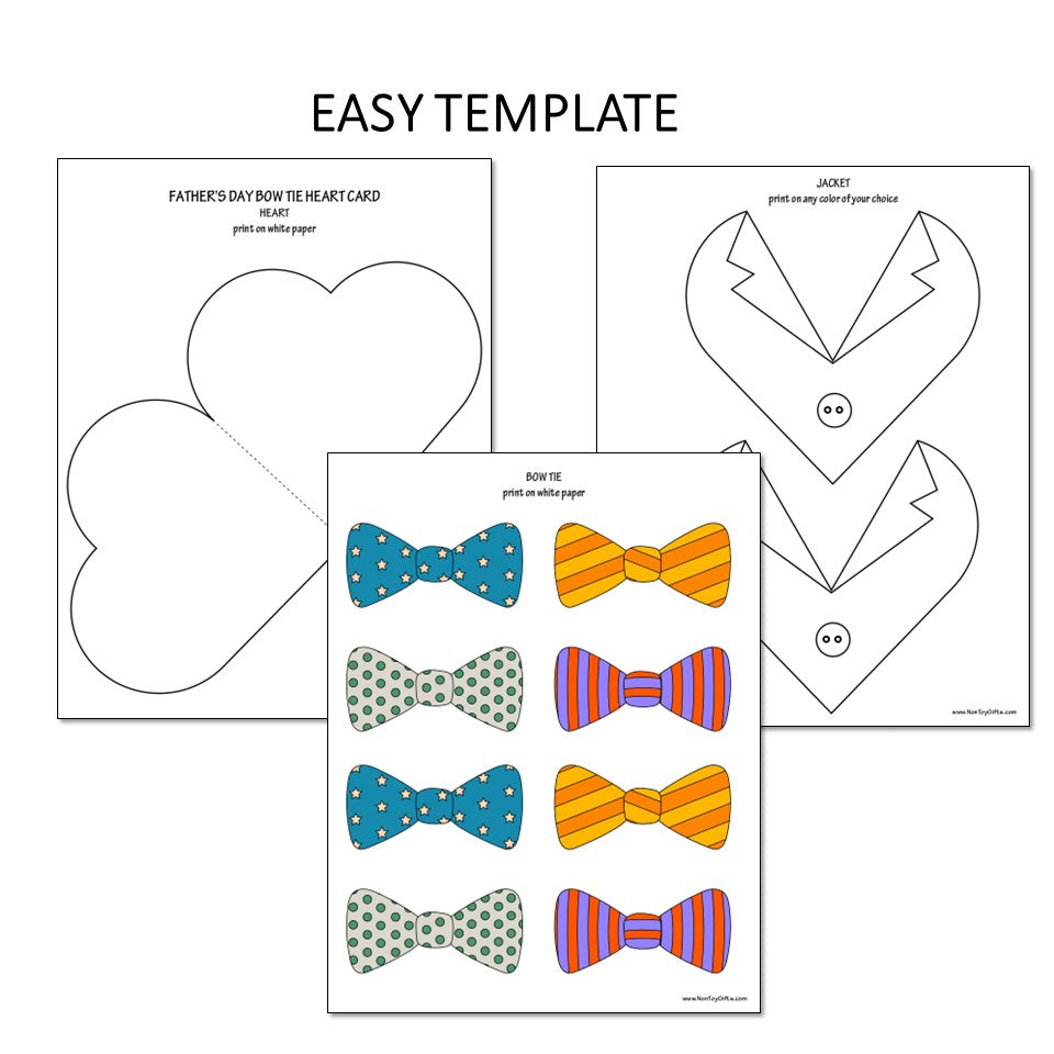 Father's Day Card - Bow Tie Heart Card for Dad and Grandpa