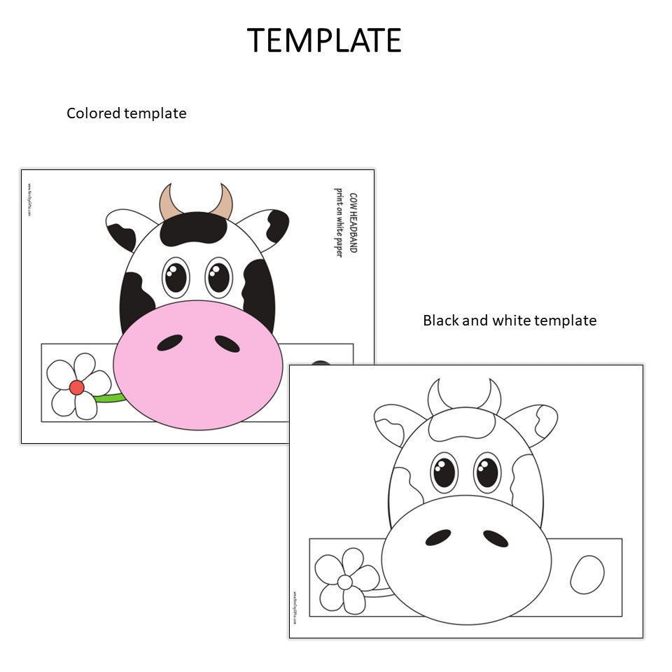Cow Paper Hat - Farm Animal Headband - Coloring Crown Activity