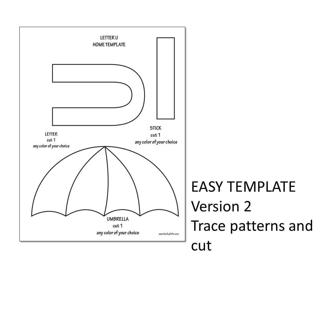 Letter U Craft - U is for Umbrella- Uppercase Letter U – Non-Toy Gifts