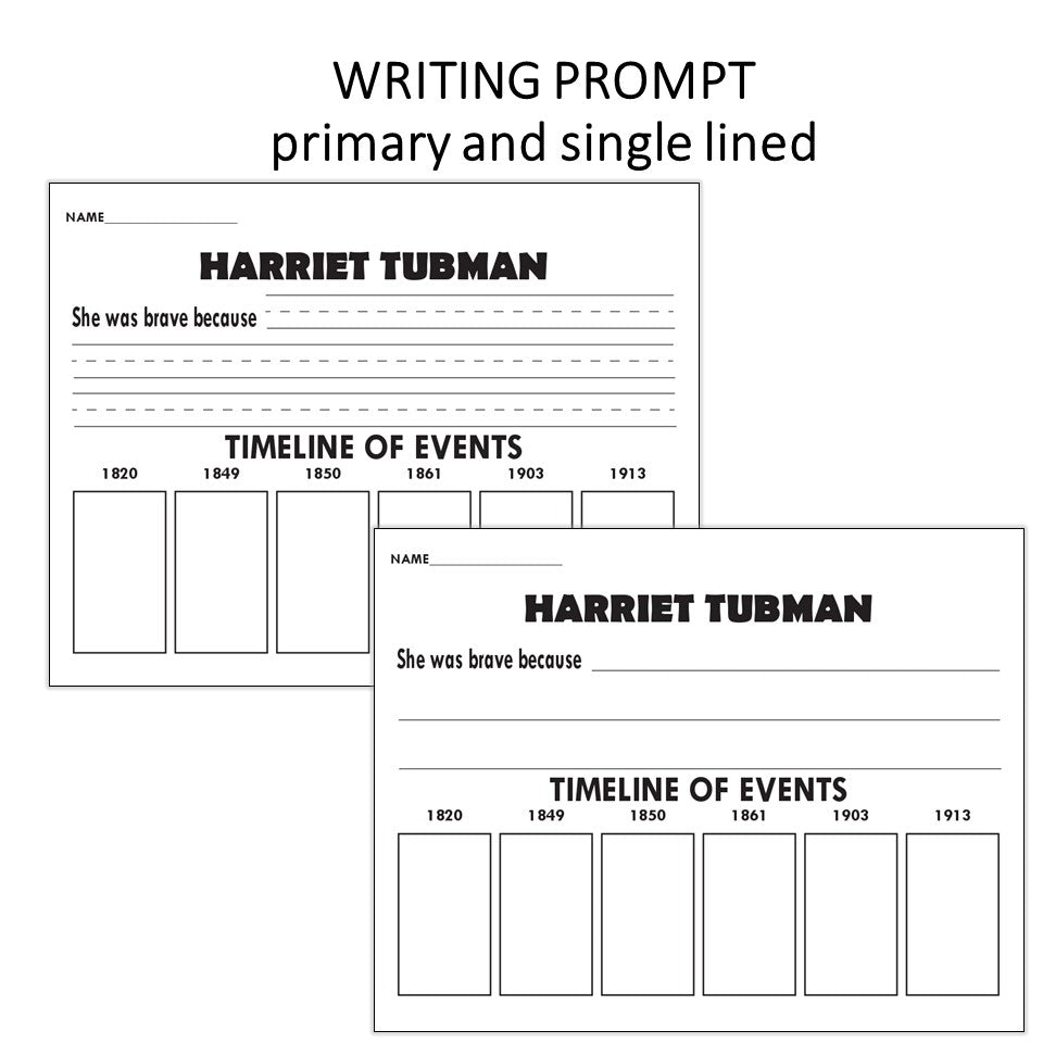 Harriet Tubman Craft and Writing Activity with Timeline